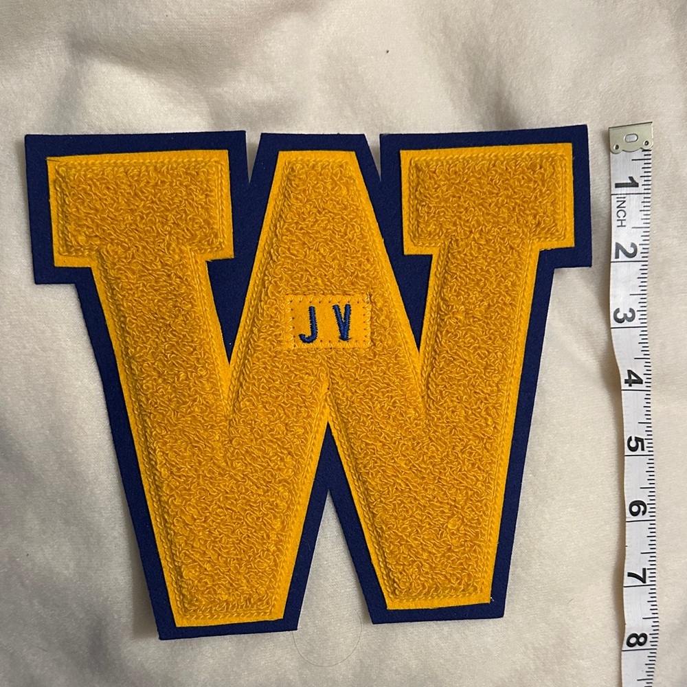 2 Yellow and Blue Varsity Letter Patches